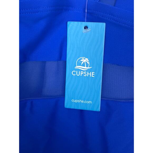 Cupshe Women’s Plus 1X Blue Cheeky One Piece Swimsuit NEW - Picture 5 of 6